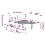 vidaXL Cadre de lit sans matelas blanc 160x200 cm bois de pin massif