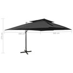 vidaXL Parasol de jardin déporté avec double dessus noir 400 x 300 cm