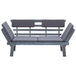 vidaXL Banc de jardin avec coussins 2-en-1 190 cm Gris Bois d'acacia