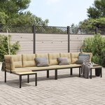 vidaXL Salon de jardin avec coussins 4 Pièces noir acier enduit de poudre