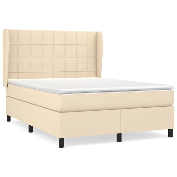 vidaXL Sommier à lattes de lit avec matelas Crème 140x200 cm Tissu