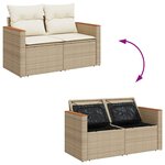 vidaXL Salon de jardin avec coussins 7 Pièces beige résine tressée