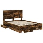 vidaXL Cadre de lit Chêne fumé 140 x 190 cm Bois d'ingénierie