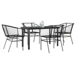 vidaXL Ensemble à manger de jardin 5 Pièces noir résine tressée verre