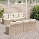vidaXL Ensemble de canapé de jardin 7 Pièces Beige et blanc