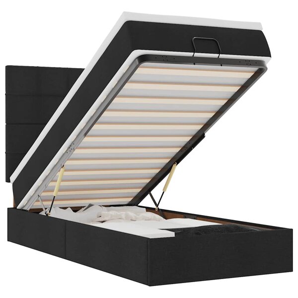 vidaXL Lit ottoman avec matelas noir 90x200 cm tissu