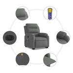 vidaXL Fauteuil inclinable de massage électrique Gris foncé Tissu