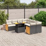 vidaXL Salon de jardin 9 Pièces avec coussins noir résine tressée