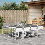 vidaXL Ensemble à manger de jardin avec coussins 9 Pièces blanc textilène