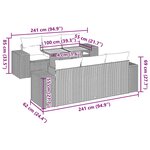 vidaXL Salon de jardin 7 Pièces avec coussins noir résine tressée