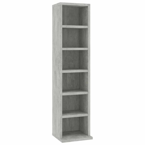 vidaXL Armoire à CD Gris béton 21x20x88 cm Bois d'ingénierie
