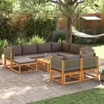vidaXL Salon de jardin avec coussins 10 Pièces bois d'acacia solide