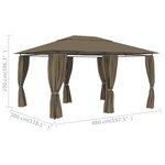 vidaXL Chapiteau de jardin avec rideaux 4x3 m Taupe 180 g/m²