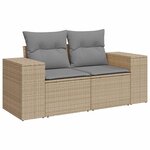 vidaXL Salon de jardin avec coussins 9 Pièces beige résine tressée acacia