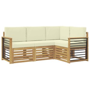 vidaXL Ensemble de canapés d'extérieur 4 pc Blanc et crème Polyester