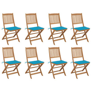 vidaXL Chaises pliables d'extérieur avec coussins 8 Pièces Bois d'acacia