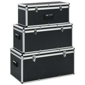 vidaXL Boîtes de rangement 3 Pièces Noir Aluminium