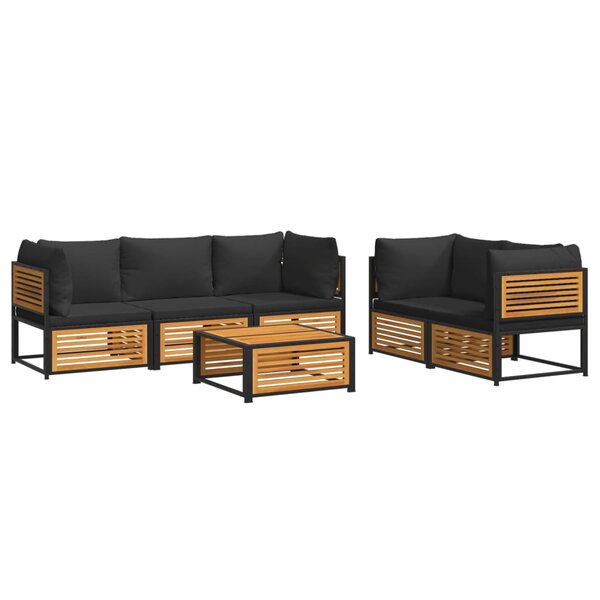 vidaXL Salon de jardin avec coussins 6 Pièces bois d'acacia solide