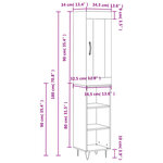 vidaXL Buffet haut Blanc brillant 34 5x34x180 cm Bois d'ingénierie