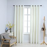vidaXL Rideaux occultants avec anneaux 2 Pièces Velours Crème 140x225 cm