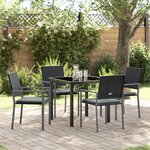 vidaXL Ensemble de jardin 5 pièces avec coussins en poly rotin noir