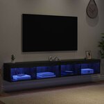 vidaXL Ensemble meuble TV avec LED Chêne noir Bois d'ingénierie