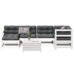 vidaXL Salon de jardin 7 Pièces avec coussins blanc bois de pin massif