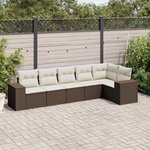 vidaXL Salon de jardin avec coussins 6 Pièces marron résine tressée