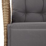vidaXL Ensemble à manger de jardin et coussins 3 Pièces Beige poly rotin