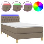 vidaXL Sommier à lattes de lit avec matelas LED Taupe 90x200 cm Tissu