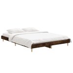 vidaXL Cadre de lit sans matelas chêne fumé 135x190 cm bois ingénierie