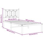 vidaXL Cadre de lit métal sans matelas avec tête de lit noir 90x190 cm