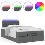 vidaXL Lit ottoman avec matelas et LED gris foncé 120x190 cm tissu