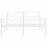 vidaXL Cadre de lit métal sans matelas et pied de lit blanc 120x200 cm