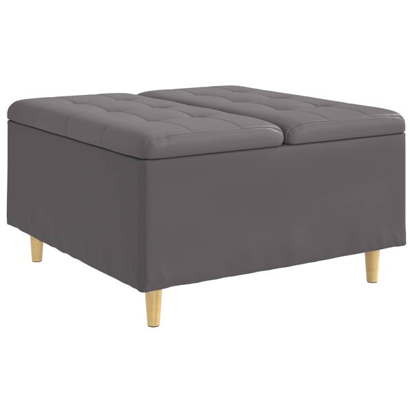 vidaXL Pouf de rangement avec coussin Gris 80 x 80 x 45 cm Simili cuir