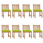 vidaXL Chaises de jardin lot de 8 avec coussins Bois de teck massif