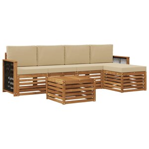 vidaXL Ensemble de canapés d'extérieur 6 Pièces Naturel et Beige