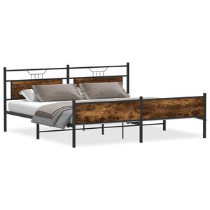 vidaXL Cadre de lit en métal sans matelas chêne fumé 200x200 cm