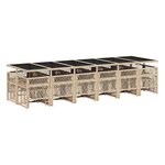 vidaXL Ensemble à manger de jardin et coussins 17 Pièces beige