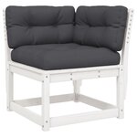 vidaXL Salon de jardin 6 Pièces avec coussins blanc bois massif de pin