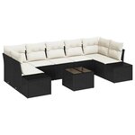vidaXL Ensemble de canapé de jardin 8 Pièces Noir Poly rotin