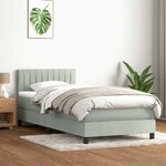 vidaXL Sommier à lattes de lit et matelas et LED gris clair 90x210 cm velours