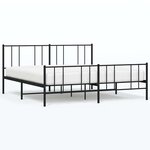 vidaXL Cadre de lit métal sans matelas avec pied de lit noir 193x203cm