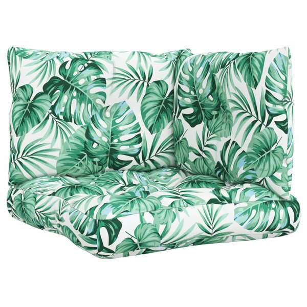 vidaXL Coussins de palette lot de 3 motif de feuilles tissu