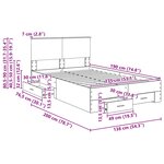 vidaXL Cadre de lit Chêne fumé 135 x 190 cm Bois d'ingénierie