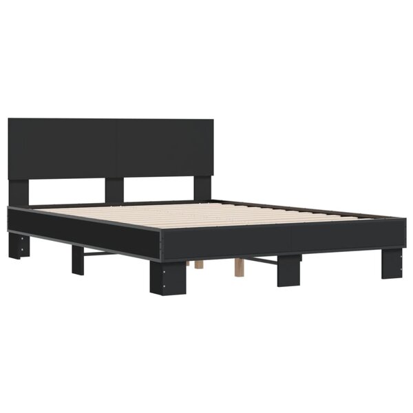 vidaXL Cadre de lit noir 120x190 cm bois d'ingénierie et métal
