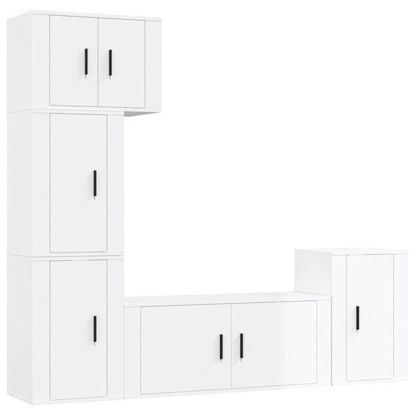 vidaXL Ensemble de meubles TV 5 Pièces Blanc brillant Bois d'ingénierie