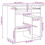 vidaXL Bureau chêne noir 80x45x74 cm bois d'ingénierie