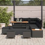 vidaXL Ensemble de canapé de jardin avec coussin 9 Pièces Noir
