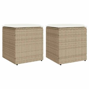 vidaXL Tabourets de jardin avec coussins lot de 2 beige résine tressée